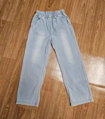 ライトブルー デニム ワイド パンツ 150号