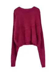 L 2ピンク ラウンド 柔らかい オーバーサイズ ニット ピンク