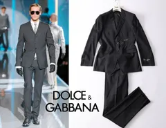 正規★DOLCE&GABBANA ドルチェアンドガッバーナ★シグネチャー3つ釦フォーマルスーツ 52 3L★ブラック黒【本物保証】新品未使用