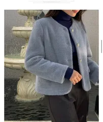 ケイクラブ ノーカラー ファー ツイード ジャケット