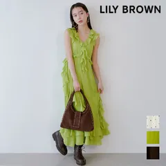 【即納】 リリー ブラウン LILY BROWN ワンピース 26春夏 ラッフルフリルフレアワンピース ノースリーブ マキシ丈 ドット無地 lwfo261173
