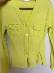 黄色ライム ゴージ スリット カーディガン