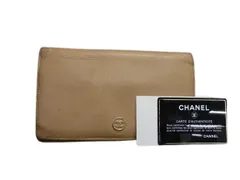 CHANEL シャネル  二つ折り長財布 A20904 ベージュ系 レザー レディース ココマーク ココボタン