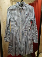 ポロラルフローレン ジュニア ストライプ シャツ ワンピース