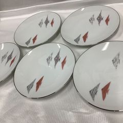 清水焼　「亮山窯」の魚文 長角皿 5枚セット 陶器 銘々皿 清水焼 「亮山窯」の魚文 長角皿 5枚セット 陶器 銘々皿