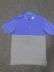 メンズ105) FJ フットジョイ PURPLE パープル ストライプ ゴルフ ポロTシャツ