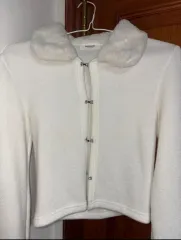 在庫処分)ファーカラ カーディガン アイボリー