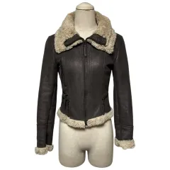 3733 ブラウン裏ファー スウェード ムートンコート