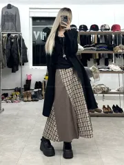 axes femme ミックス CHECK ロング スカート