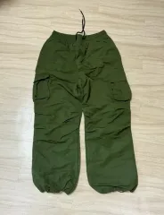 メンズ カーキ色 カーゴ ワイド パンツ (ラージ)