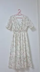 新品 パフシャーリング 半袖 フラワー ロング ONE PIECE Lサイズまで 旅行Look