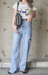 Butterflies Frill Sleeve S/S Tops (white)のサムネイル