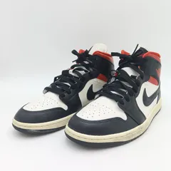 NIKE ナイキ AIR JORDAN 1 MID エアジョーダン スニーカー ウィメンズ BQ6472-061 26.5cm 白 黒 赤 ホワイト レッド ブラック C-7-3