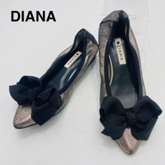 美品✨ DIANA シアー リボン フラットシューズ 25㌢ シルバー ダイアナ