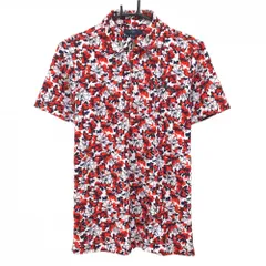 【超美品】キャロウェイ 半袖ポロシャツ レッド×ネイビー 花柄  メンズ M ゴルフウェア Callaway