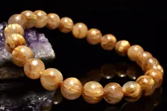 【１点物】黄金の輝き ゴールドタイチンルチルクォーツ　8mm　ブレスレット パワーストーン 天然石 _MC6827