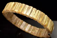 【１点物】迫力金針！ ゴールドタイチンルチルクォーツ　4-6x12mm　バングル パワーストーン 天然石 _MC7026