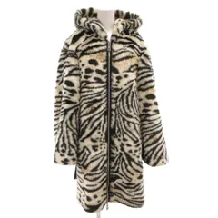 エルマノシェルビーノ ERMANNO SCERVINO フーデットコート フェイクファー ジップアップ 中綿 虎柄 ロング 38 白 ホワイト 黒 ブラック /FF ■GY62のサムネイル