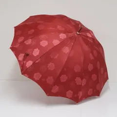 傘 LANVIN COLLECTION ランバンコレクション USED美品　ワインレッド ローズ ロゴ 高級 ジャガード  エレガント 55cm  S2885