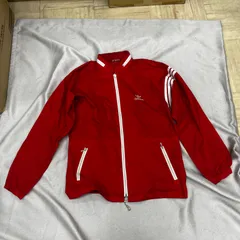 adidas アディダス　ナイロンジャケット　フード付き　デサント製　ヴィンテージ　70s 80s トレーニング　レッド　赤　ADS200 フルジップ　ジップアップ　Lサイズ　メンズ