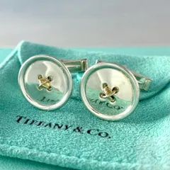 箱袋付き ティファニー ボタンカフス スターリングシルバー 14KT Q47fe TIFFANY&Co.（ティファニー） 【美品】ティファニー カフス シルバー