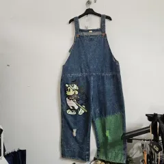 ミッキーマウス デニム オーバーオール パッチ ダメージ