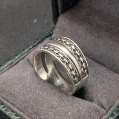 スターリングシルバー925 18号 テーパードリング モダン サークル チェーン カレッジリング メンズ ヴィンテージ