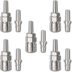 ENN LLC エアーカプラー オス メス 自動ロック ワンタッチ継手 5個セット (シルバー,  SH+PH-30)