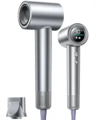 ドライヤー【2026温度&風速表示 15s速乾】人気 ナノケア 大風量 静音 コンパクト 軽量 ヘアドライヤー 小型 4段階温度&2段階風量調節 NTC温度制御・過熱損傷防止 メモリー機能 高濃度マイナスイオン ノズル付き★ f64e344d