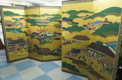 河上明清 中国屏風 清明上河図 モチーフ アンティーク 年代物 間仕切 屏風 河上明清 中国屏風 清明上河図 モチーフ アンティーク 年代物 間仕切