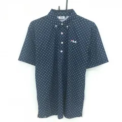 【超美品】フィラゴルフ 半袖ポロシャツ ネイビー×白 ドット柄 ロゴ刺しゅう メンズ L ゴルフウェア FILA GOLF