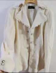 白 アイボリー レース フリル コート ジャケット