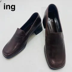 美品　ほぼ未使用　ing　イング　ローファーパンプス　スクエアトゥ　太ヒール　23cm　濃茶