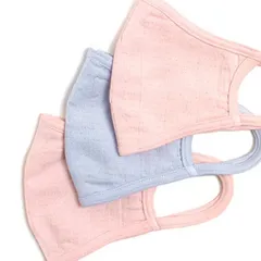 送込 抗菌シート入れ付 夏用 カラー ラメ混 サマー マスク 3枚セット(中)  ピンク/ブルー ちぢみ 高島 楊柳 M-34