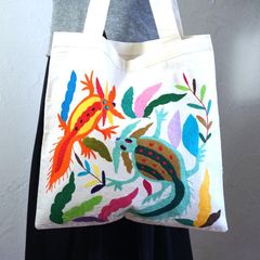 訳あり メキシコ シナカンタン村 ハンモックバッグ 鳥 刺繍 グレー 