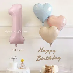 【a＊様♡ご注文ページ】　 らくらくメルカリ便発送　くすみカラーナンバーバルーン１個＆ハートバルーン３個＆筆記体バナーセット　誕生日飾り風船セット　数字０～９より選べます　バースデイバルーン　　女の子　男の子　100日祝　ベビーピンク系