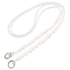 【数量限定】バッグ小物 110cm レディース 交換用 付け替え 軽量 女性 チェーン パール バッグ おしゃれ スマホチェーン ショルダーストラップ チェーンベルト (ホワイト) ボールチェーン [Hikaru.G]
