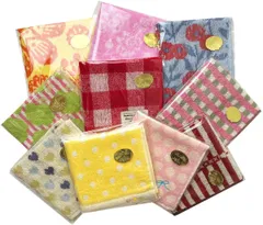 【在庫セール】タオルハンカチ 10枚セット レディース 向け 色柄 おまかせ ラッピング 付 プチギフト 女性 花柄 水玉 個包装 お礼 お返し 粗品 ご挨拶 営業 退職 転勤 タオル ハンカチ 約25×25ｃｍ タオルの萩原 omakase-th10p (レ