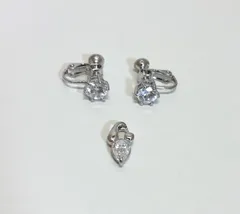 大粒ストーン イヤリング＆ペンダントトップ 2点セット ケース付【クーポン利用で、全品10%OFF＜割引上限500円＞】