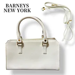 BARNEYS NEW YORK バーニーズニューヨーク ハンドバッグ オフホワイト アイボリー レザー系 ゴールド金具 天ファスナー マチあり 内側ファスナーポケット MADE IN ITALY 上品 きれいめ 通勤 お出かけ レディース 2602156APのサムネイル