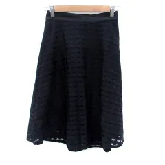 ロペピクニック ROPE Picnic フレアスカート ミモレ丈 総レース 40 L 紺 ネイビー /HO19
