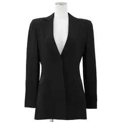 【SALE】Emporio Armani エンポリオ・アルマーニ テーラードジャケット サイズ 38 レディース ボーダー アウター ブラック 黒 イタリア製のサムネイル