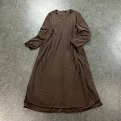 日本製 E-clat EIKO KONDO イークラット エイココンドウ カットソー ワンピース フレア ノーカラー 無地 ブラウン 茶 レディース