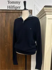 トミーヒルフィガー 正規品 ネイビー ハーフジップアップニット