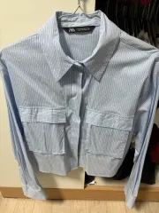 ZARA ストライプ クロップド シャツ xs