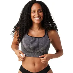 スマートウール レディース アンダーウェア ブラジャー ニット Smartwool Intraknit Strappy Bra Womens Black Heather ブラック
