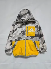 アディダス イェロー グレー リバーシブル キルティング ウィンドブレーカー キッズ 5-6歳 1127