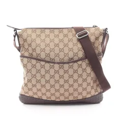 グッチ GUCCI ショルダーバッグ GGキャンバス 145857 ベージュ キャンバス レザー ワンショルダー レディース Used B