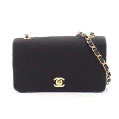 シャネル CHANEL ショルダーバッグ ミニマトラッセ ブラック キャンバス ラムスキン（羊革） ミニマトラッセ チェーンショルダー レディース Used A