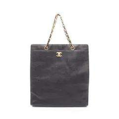 シャネル CHANEL トートバッグ ココマーク ブラック レザー カーフ（牛革） ターンロック チェーントート レディース Used B